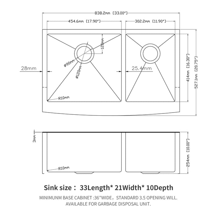 Double Bowl Farmhouse Sink, Stainless Steel Apron Front