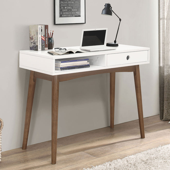 1 Drawer Writing Desk, Compact Size For Home Office - White