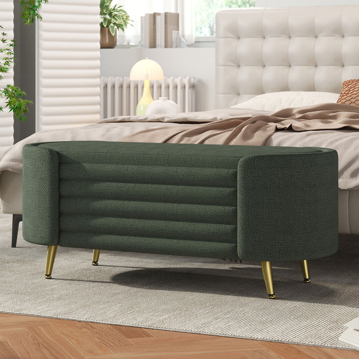 Modern Oval Storage Ottoman With Upholstery