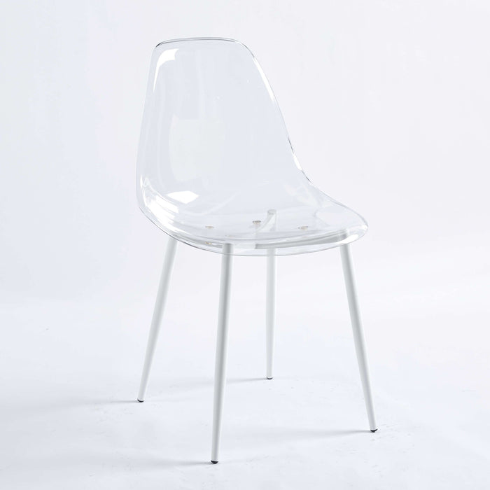 Dining Chair, Metal Leg, Plastic Seat (Set of 4) - Antique White