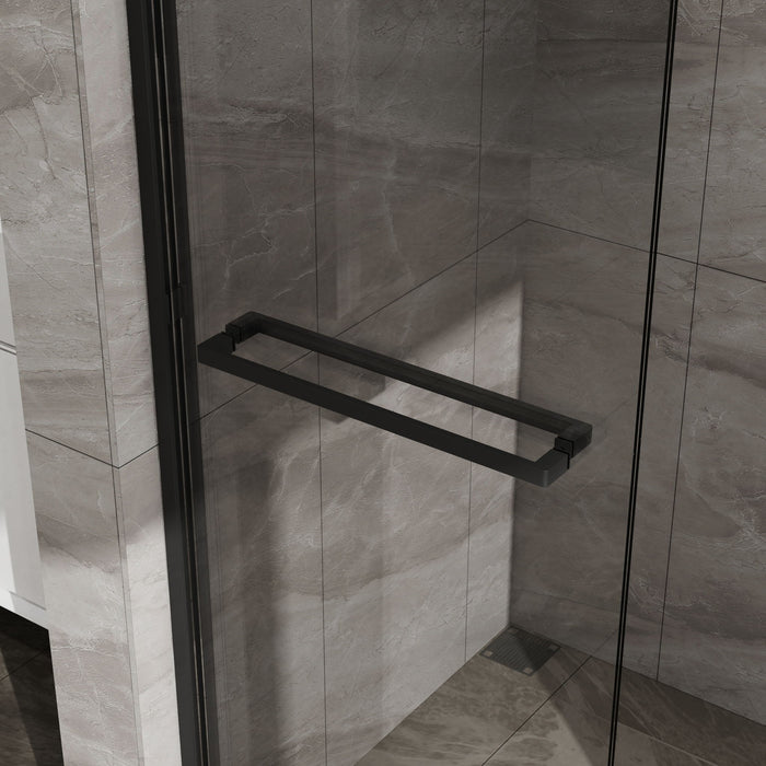 Matte Black Double Sliding Glass Shower Door With Aluminum Frame And SGCC Clear Tempered Glass - Black