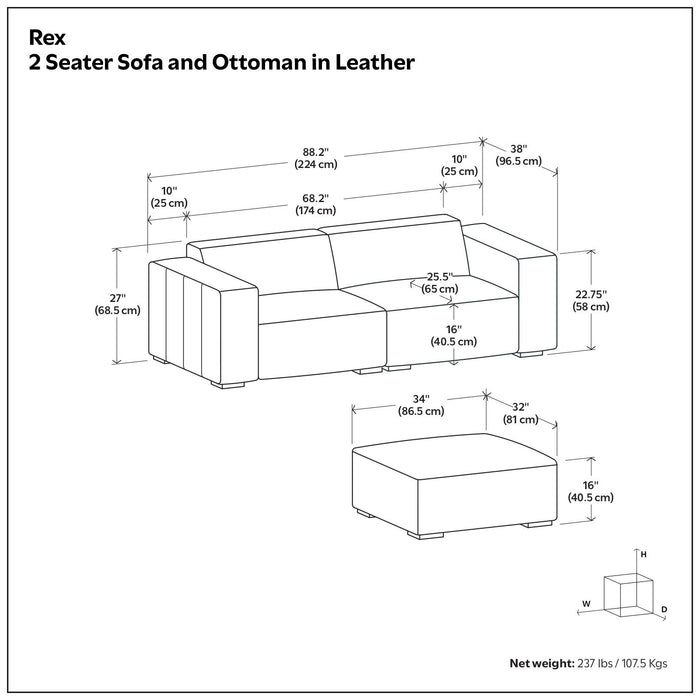 Rex - Handcrafted Sectional Sofa And Ottoman