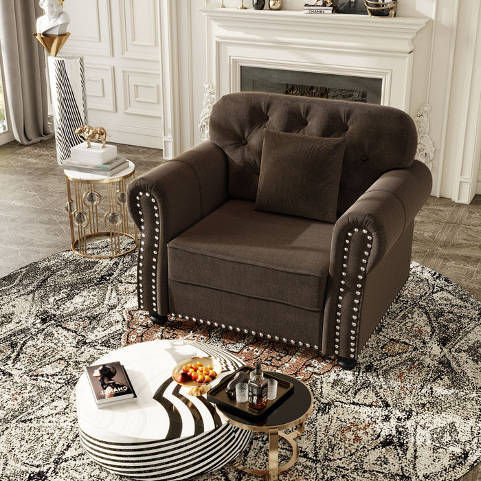 Sofa With Nailhead Trim And Rolled Armrests