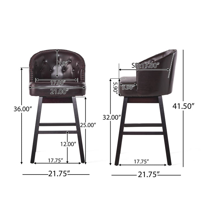 360 Degree Swivel Bar Stool With Stunning Nailhead Trim (Set of 2)