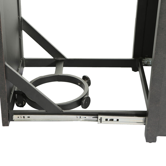 Aluminum Rectangle Fire Table With Fire Glass And Cover - Antique Bronze