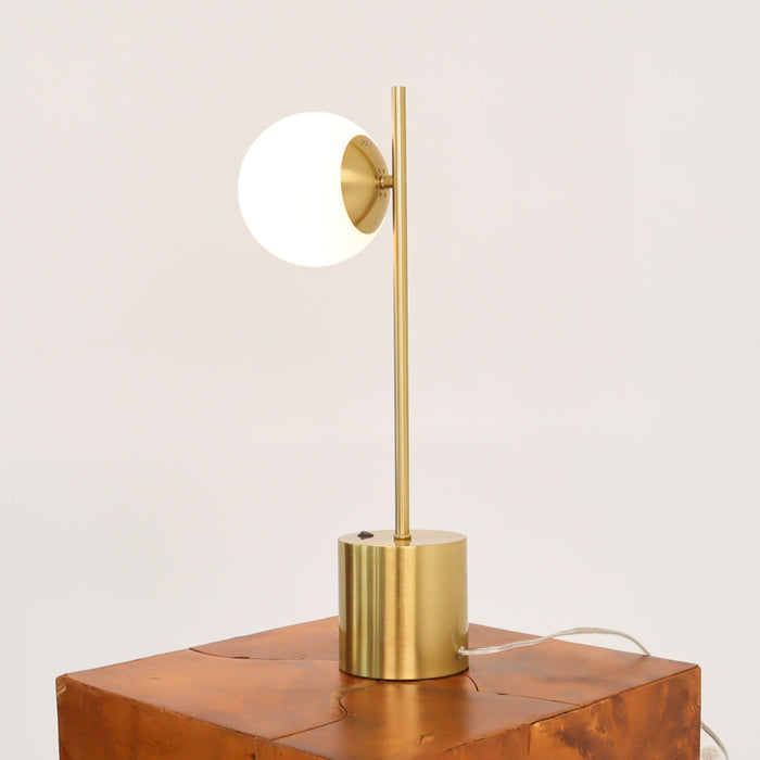 Ethereal - Modern Small Table Lamp, Desk Lamp Fixture With Globe Shade - Gold / White