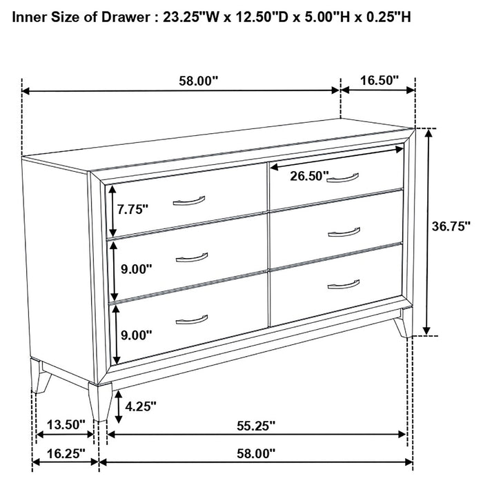Cabrillo - 6 Drawer Dresser - Gray