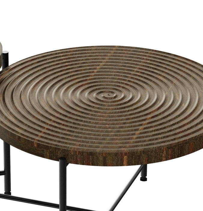 Coffee And End Table Set Waterproof Cover, Distressed Cylindrical Design, Legs Classic Rustic Charm (Set of 2)