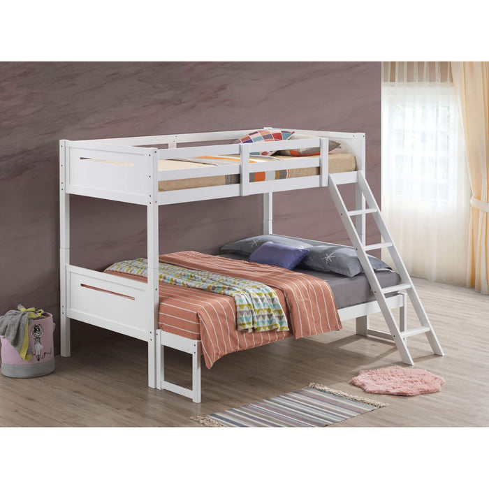 Bunk Bed With Built In Ladder, Safety Guardrails And Angled Access Step