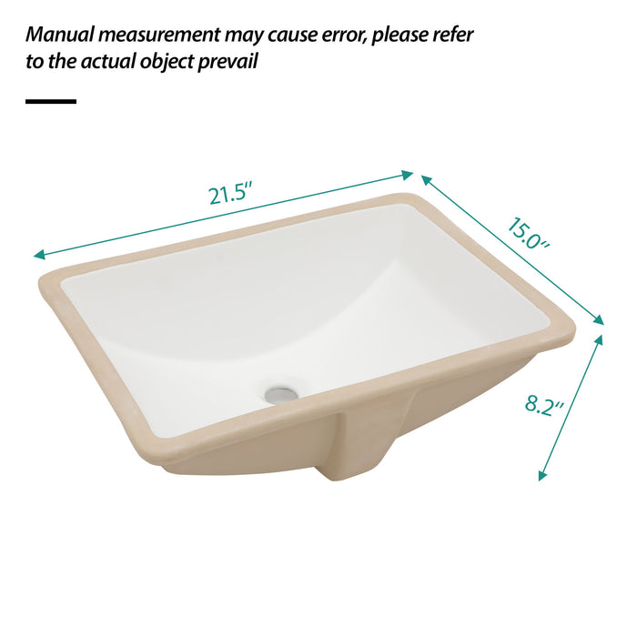 Modern Ceramic Undermount Bathroom Sink With Overflow, High Quality