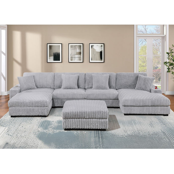 Contemporary Style Modular Sectional Sofa Set With USB, Cup Holder
