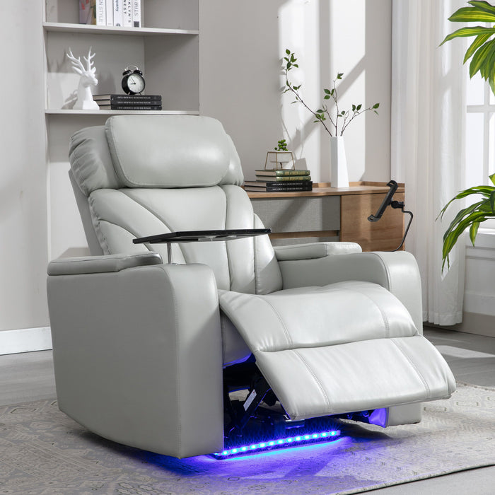 Power Motion Recliner Electric Power Recliner With USB Charging Port, Hidden Arm Storage, Convenient Cup Holder And Bluetooth Speaker
