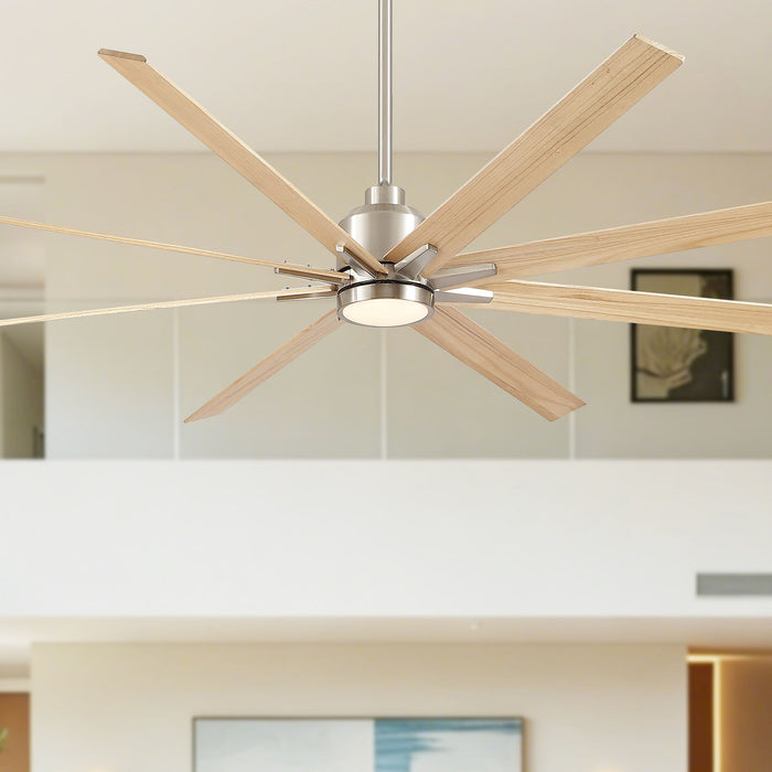 Oversized Large Ceiling Fan With Dimmable LED Light, 8 Blades, Remote Control