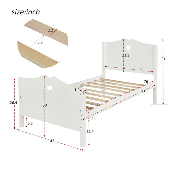 Twin Platform Bed With Slat Support And Headboard And Footboard - White