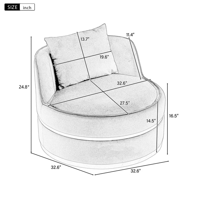360 Degree Swivel Over Sized Upholstered Barrel Chair