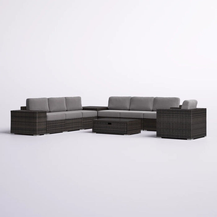 Modern Patio Rattan Sectional Set With Cushions