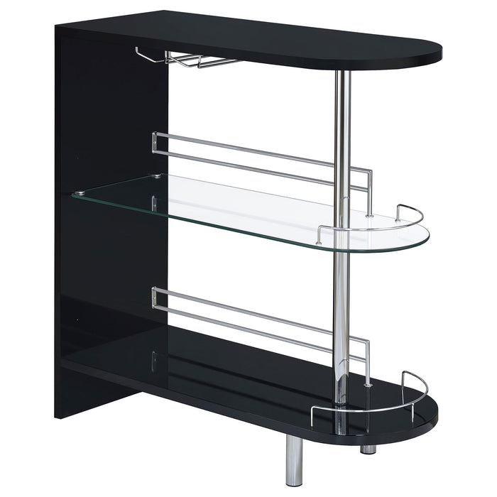 Karinna - 2 Tier Home Bar Table With Shelf - Silver