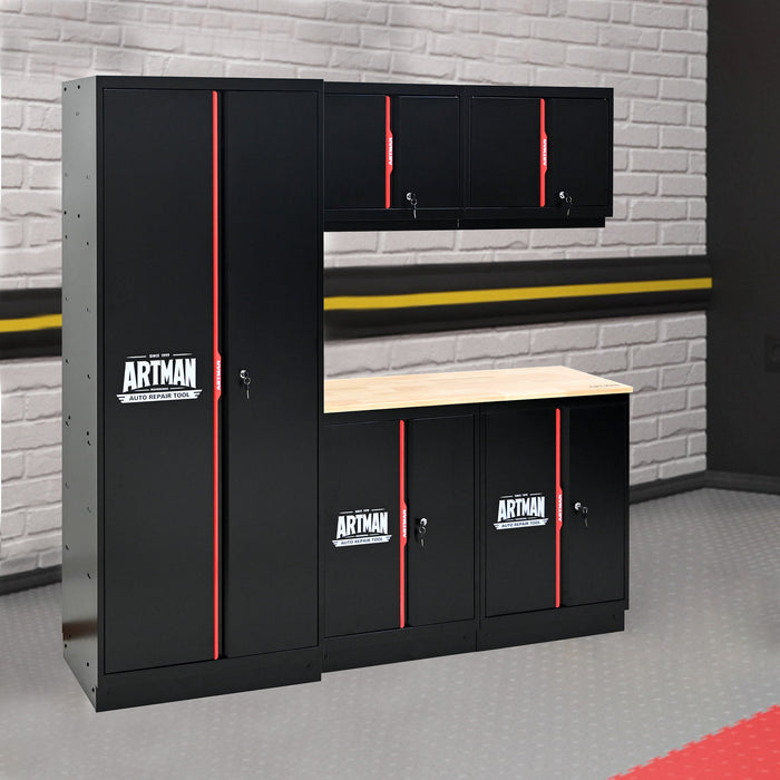 Steel Filing Cabinet With Compartments For Office Use, Storage, File Storage, Archives, And High And Low Cabinets - Black / Red