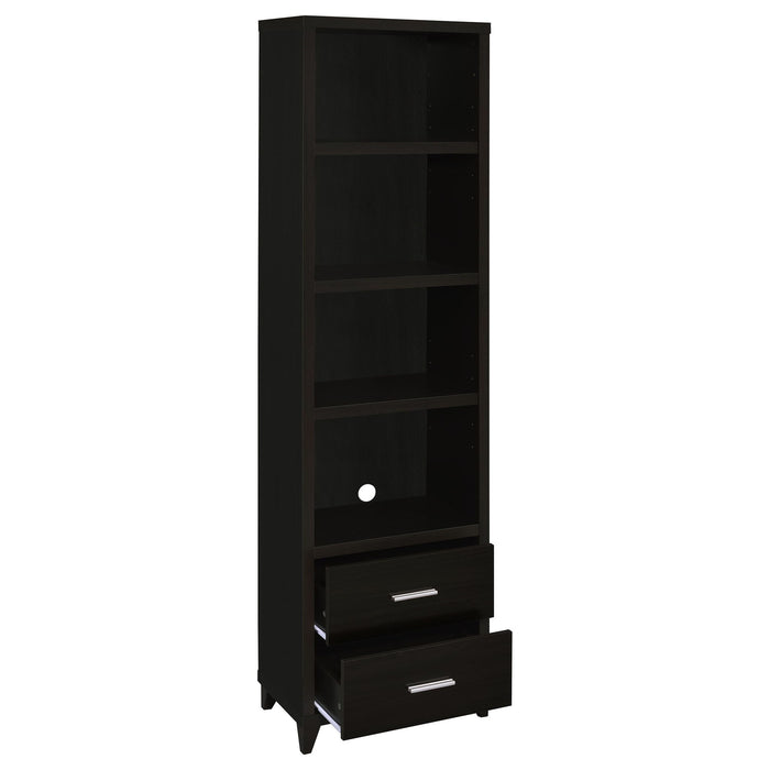 Media Tower With And Drawer With Adjustable Shelves Handles - Brown