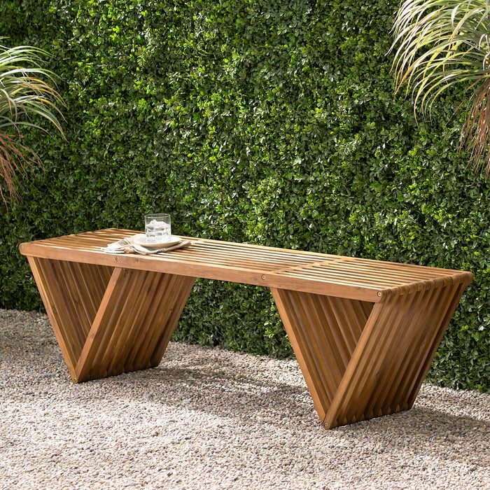 Gloaming - Outdoor Bench With Slat Design And Triangular Base