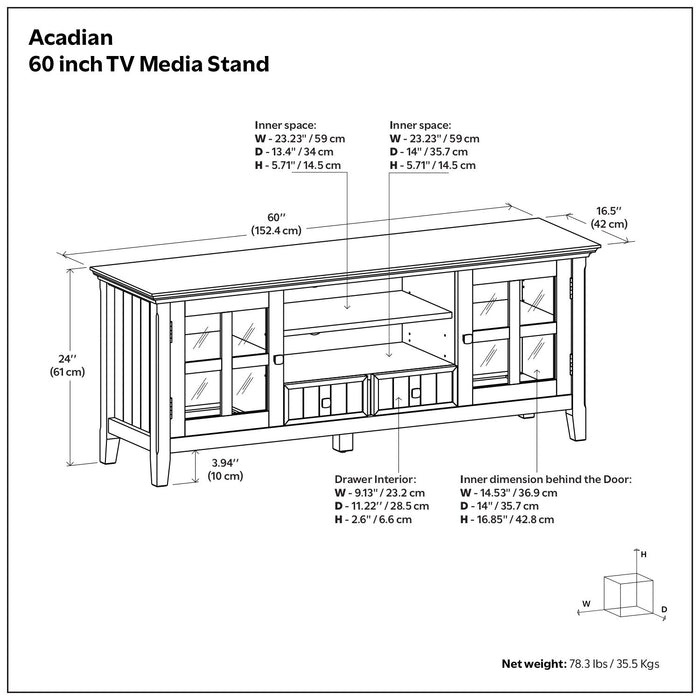 Acadian - TV Media Stand - Rustic Natural Aged Brown