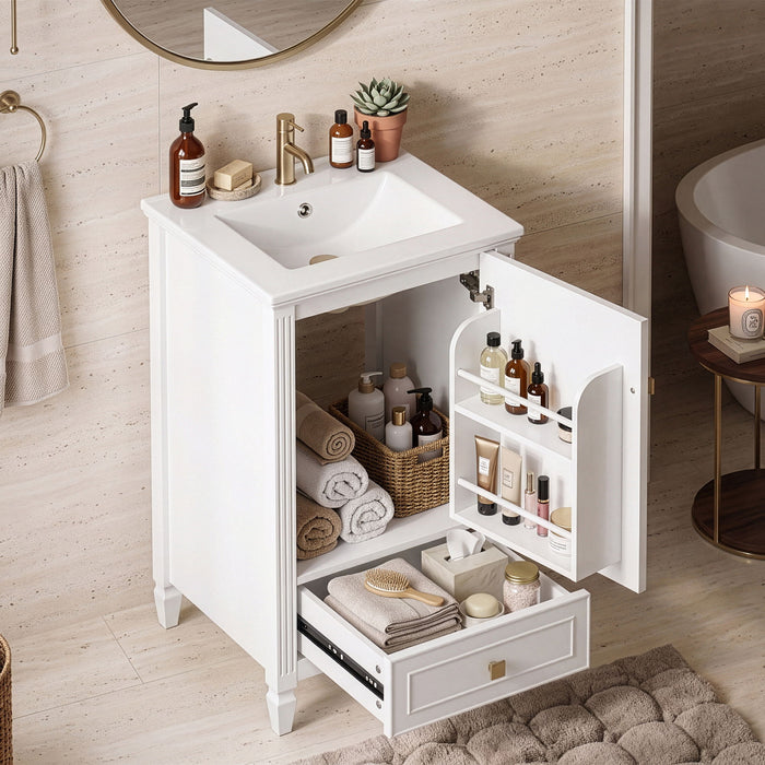 Freestanding Bathroom Vanity With Sink, Soft Closing Door, Drawer Storage - White