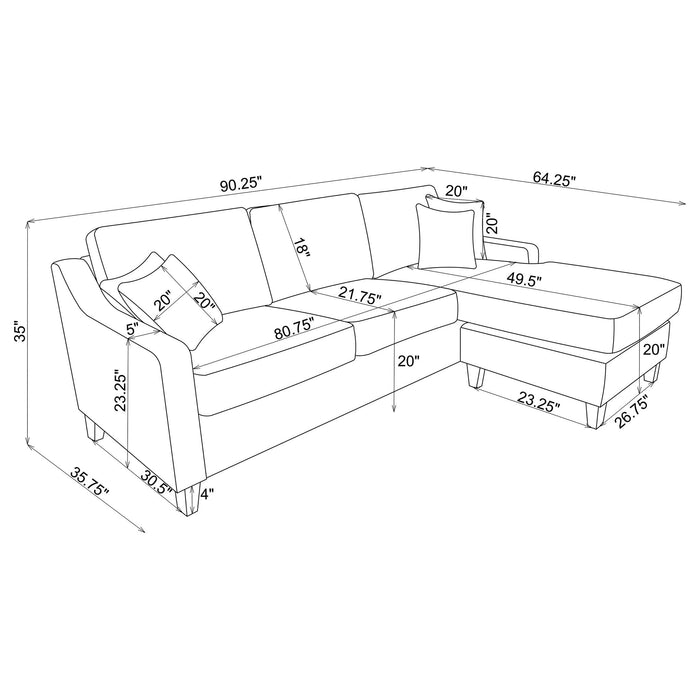 Isla - L-Shaped Sectional Sofa With Pillows - Beige