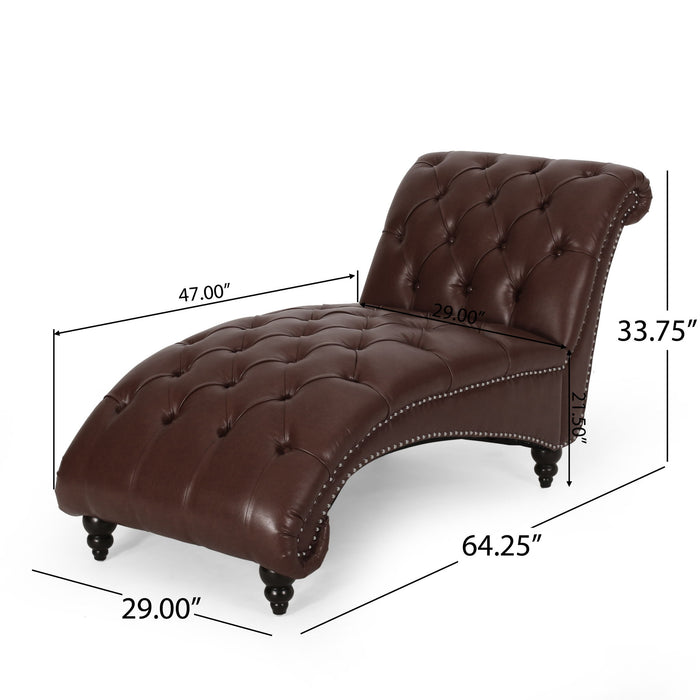 Chaise Lounge With Button Tufted Diamon Stitch