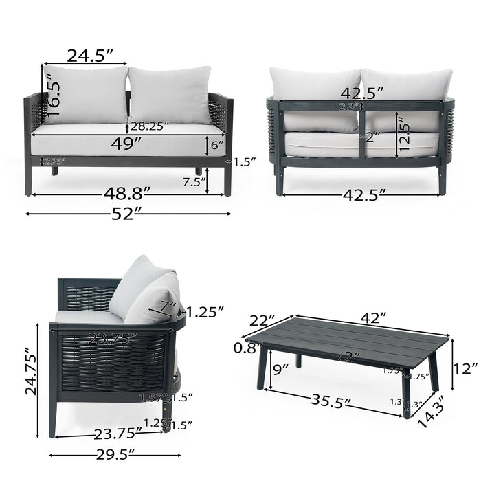 Outdoor Seating Group With Cushions And Coffee Table