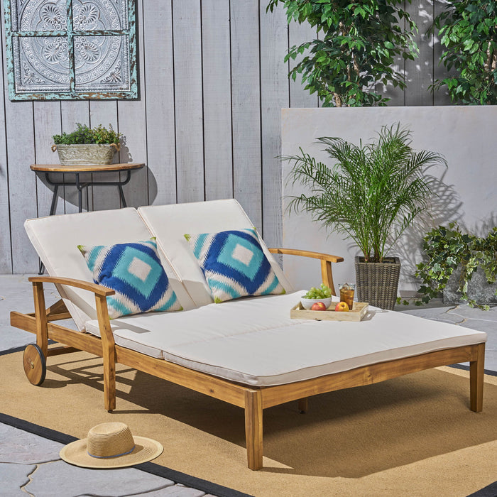 Etherealize - Outdoor Adjustable Double Chaise Lounge With Water Resistant Cushions
