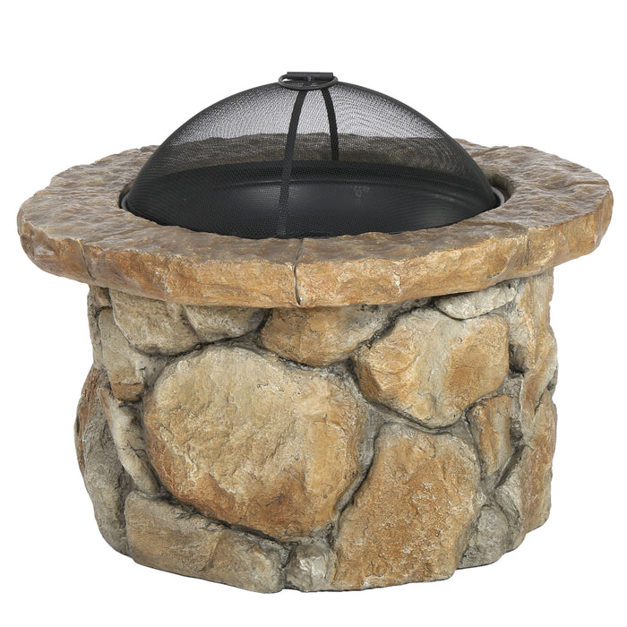 Outdoor 34" Lightweight Concrete Wood Burning Fire Pit - Stone Gray