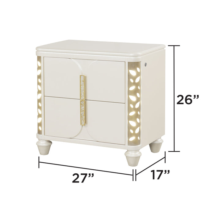 Cinderella - Nightstand With LED Accents And 2 Storage Drawers - Beige