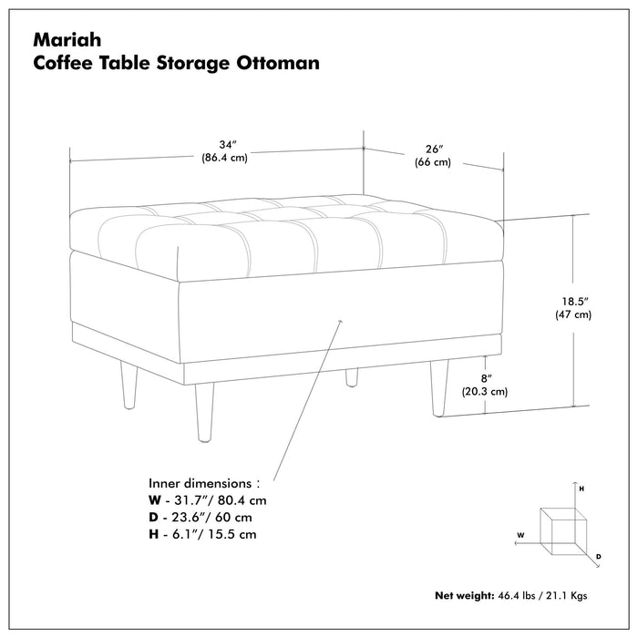 Mariah - Upholstered Lift Top Table Storage Ottoman