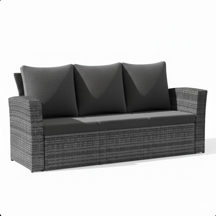 All-Weather Wicker 3 Seat Patio Sofa With Thick Cushions