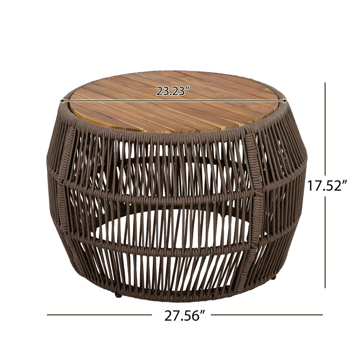 Round Side Table With Rope Frame