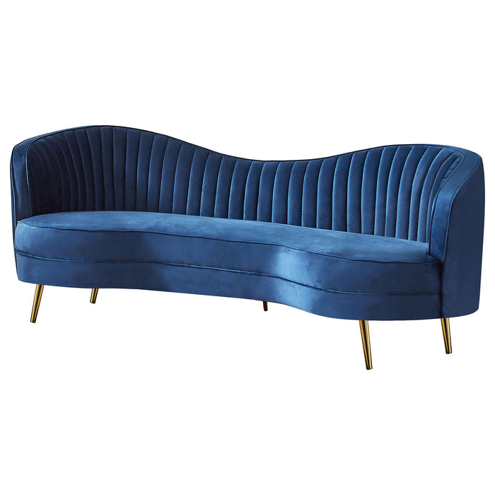 Marsden - Upholstered Recessed Arm Sofa - Blue