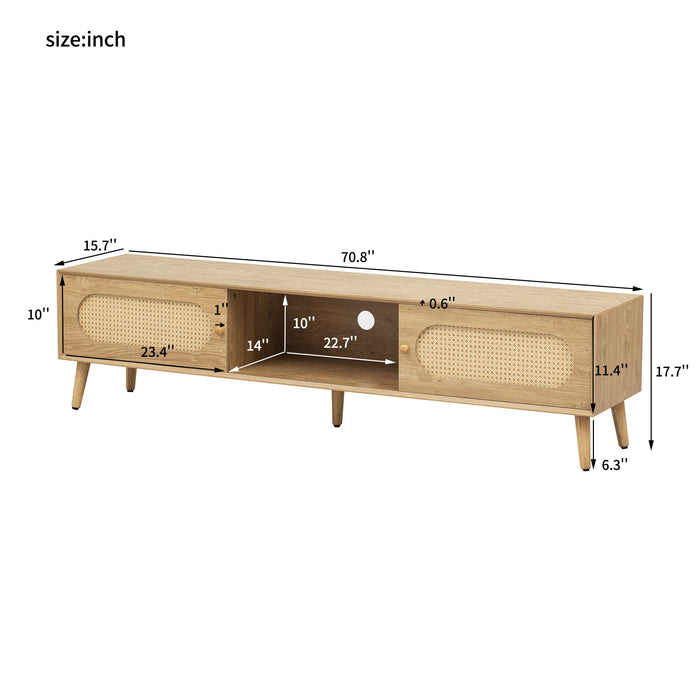 TV Stand For TVs Up To 80", Media Console, Cabinet - Natural