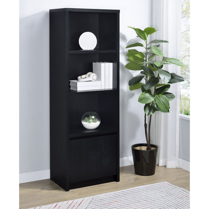Sloat - 3 Shelf Media Tower With Cabinet Storage - Black