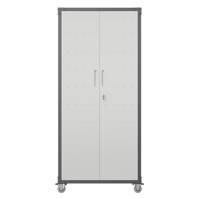 Metal Garage Storage Cabinet With Wheels Heavy Duty Tool Storage Cabinet - Brushed Nickel
