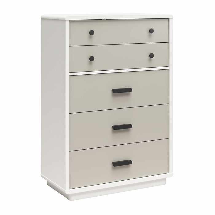 Valencia - 5 Drawer Dresser - White / Gray