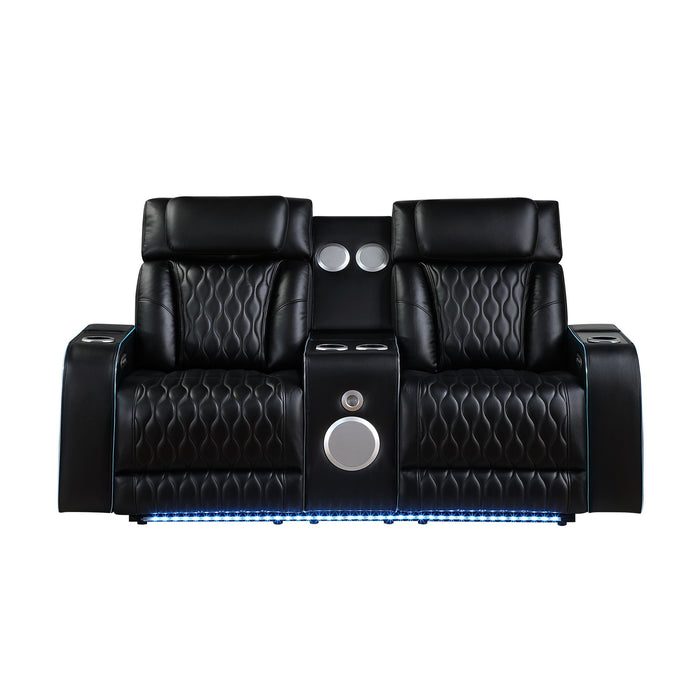 Electra - Power Reclining Loveseat With Power Headrests, Console, Speakers, Massage, LED Lighting And USB Control
