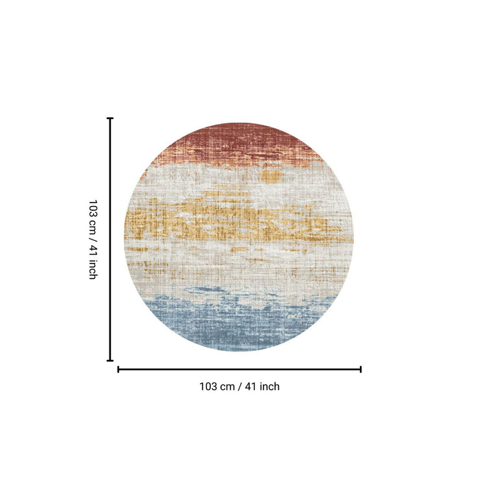 Rabbit - 41" X 41" Washable Non - Slip Round Rug, Elegant Design - Ivory Multi