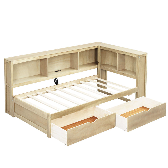 Daybed With 2 Storage Drawers, Storage Cabinets, USB Ports
