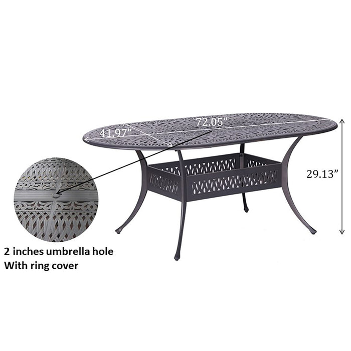 Oval Aluminum Dining Set With Cushions