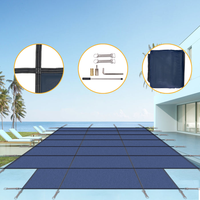 16 X 32 Ft High Strength Pool Safety Cover For Inground Winter Swimming Pools With Center End Step