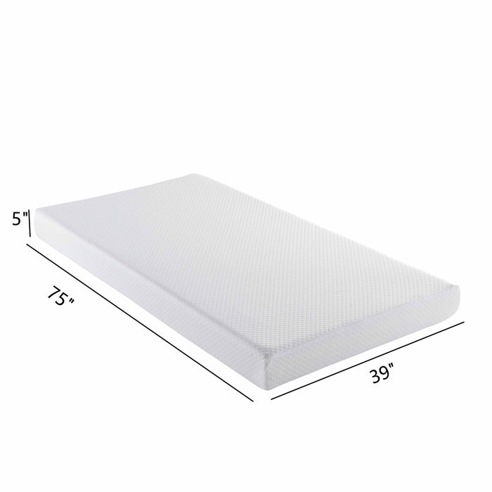 5" Medium Firm Memory Foam Mattress - White - Twin Size
