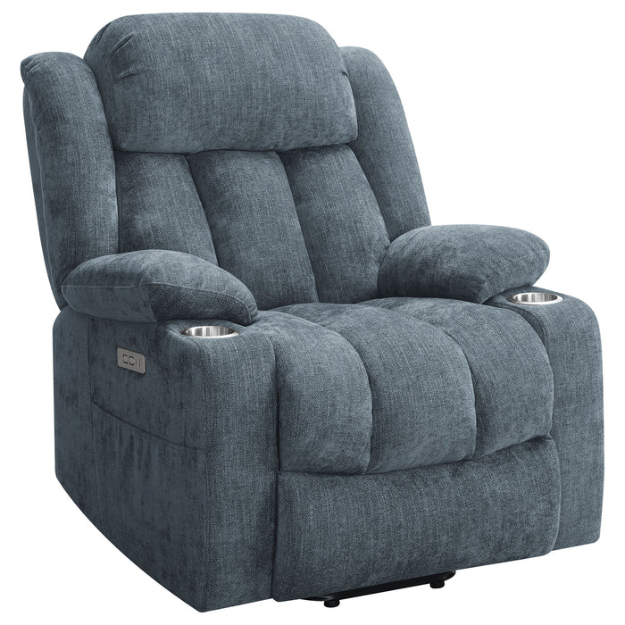 Beca - Upholstered Power Lift Recliner With Cupholders And USB Charging