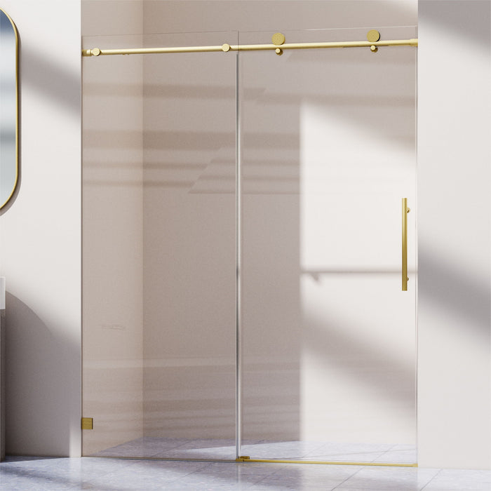 Frameless, Single Sliding Soft Close Shower Doors, 5/16" Sgcc Tempered Glass