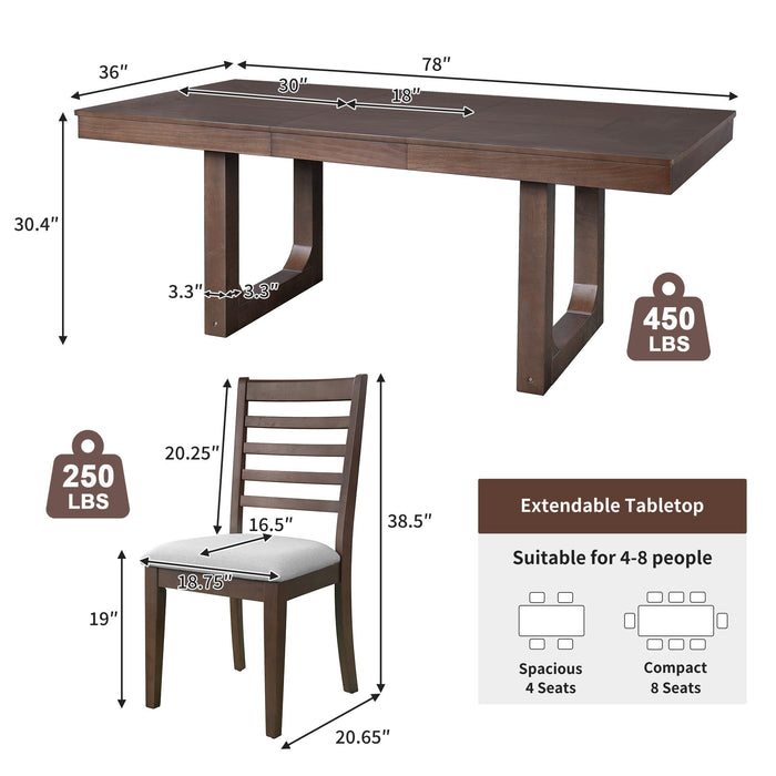 Extendable Dining Set, Farmhouse Extendable Table With Upholstered Chairs
