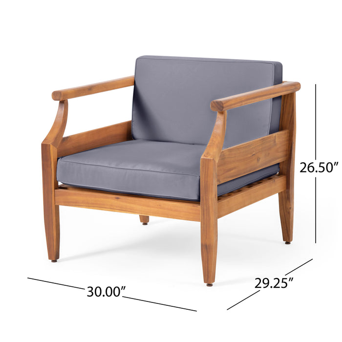 Outdoor Club Chair With Recessed Arms And Cushions